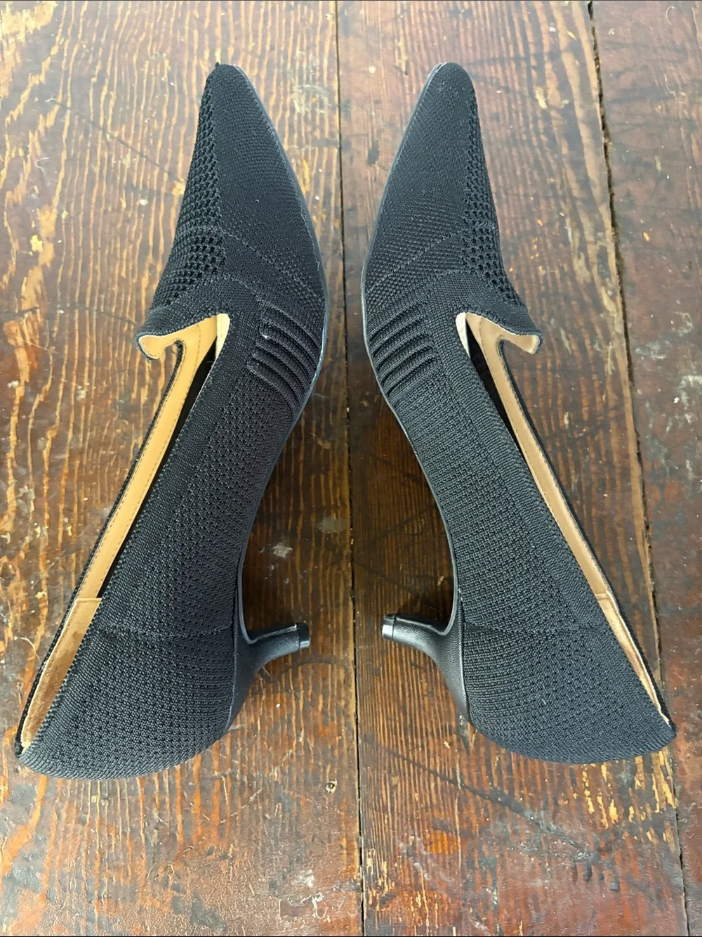 Adrienne Vittadini Skippy Black Pointed-Toe Kitten Heel Pumps Flexible Size 8